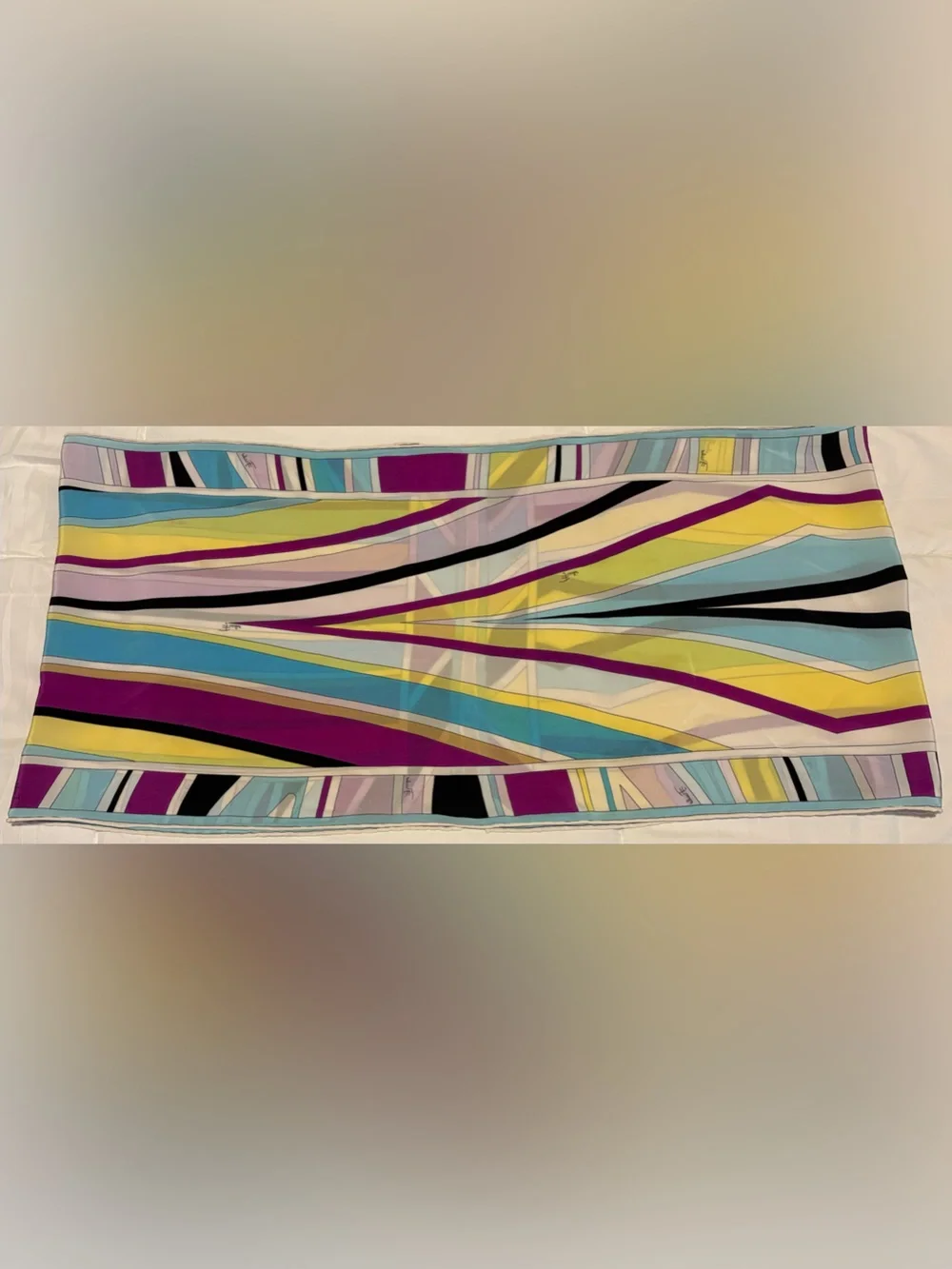 Emilio Pucci Vintage Geometric Silk Scarf 12.5”x 51”